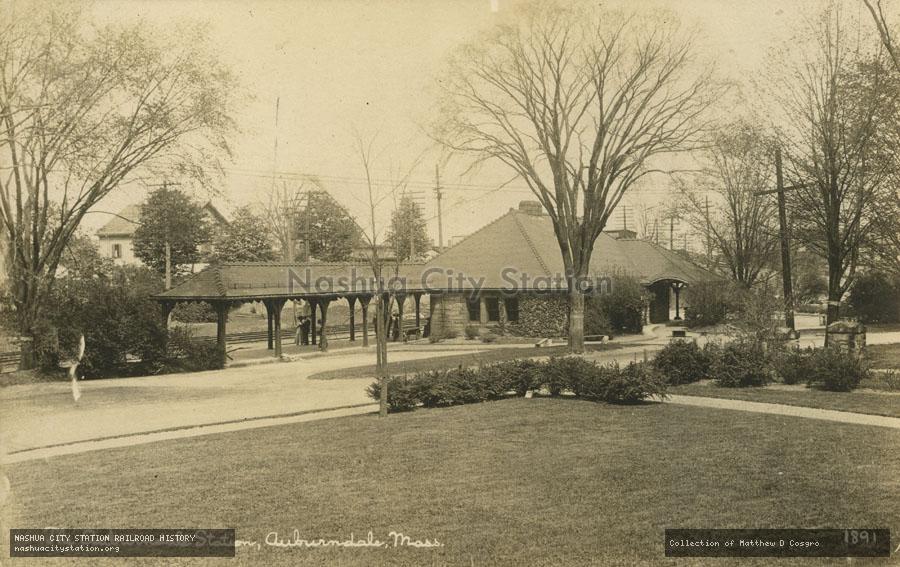 Postcard: The Auburndale Station, Auburndale, Massachusetts